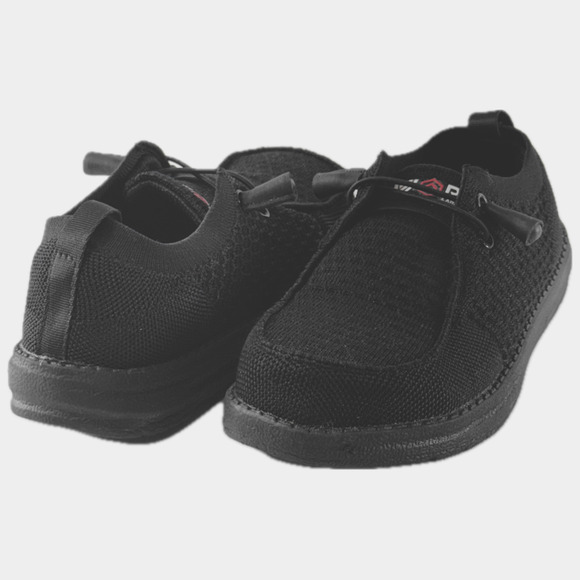 Larnmern Slip-On Work Shoes Unisex Size 5 Black Steel Toe Loafers Casual Safety - Picture 2 of 12